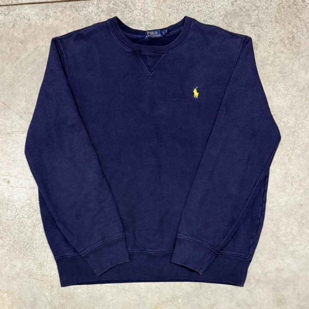 Polo Ralph Lauren Vintage 90s Crewneck Sweatshirt Yellow Pony Logo Sz Large